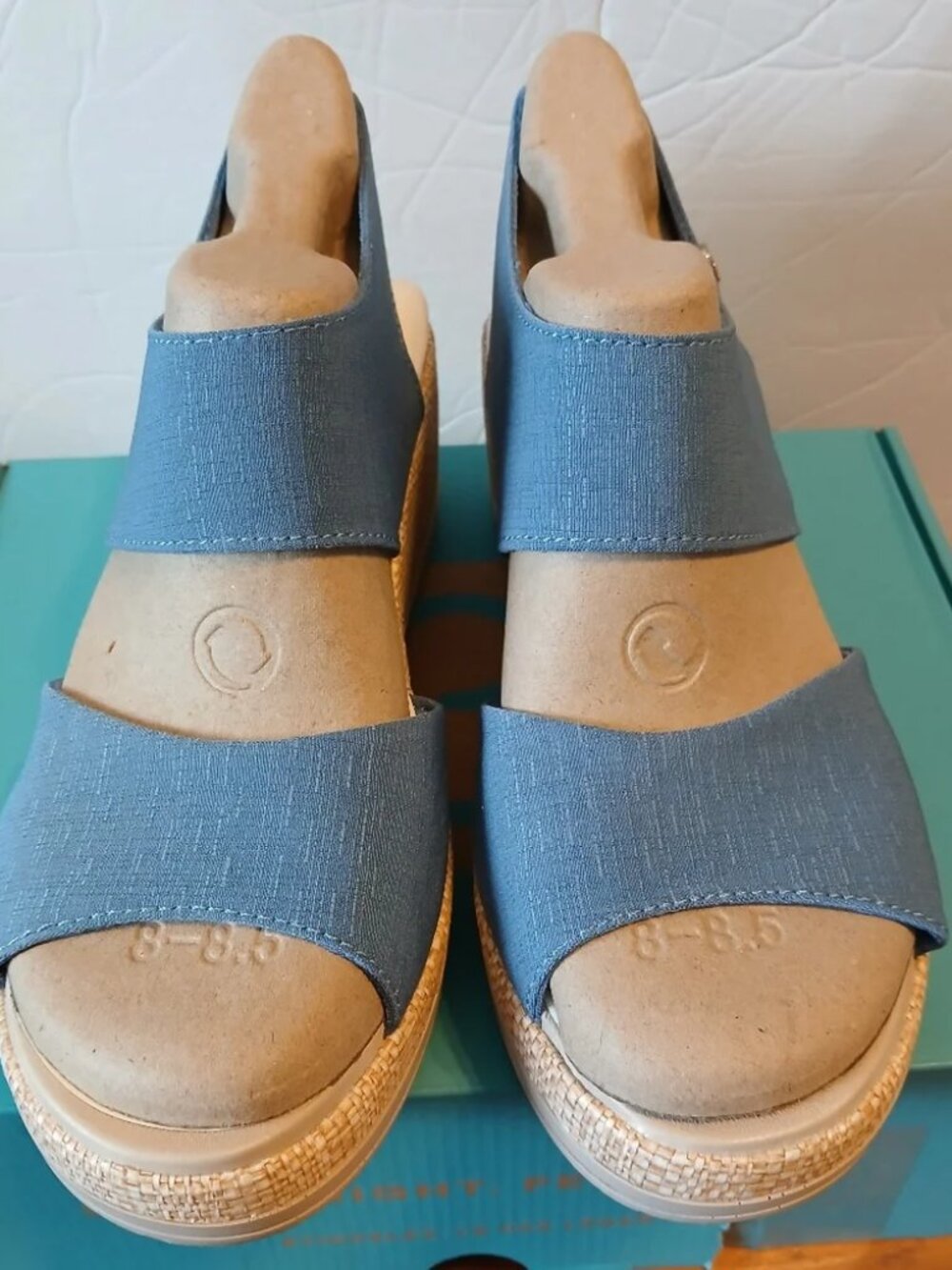 Bzees 8.5 Denim Blue Wedge Sandals LK NU